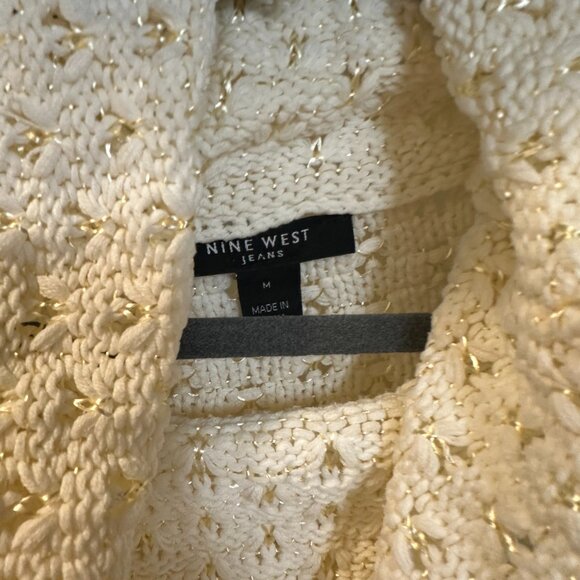 Nine West Cream Crowl Sweater w/Gold Thread-Medium - Picture 4 of 6